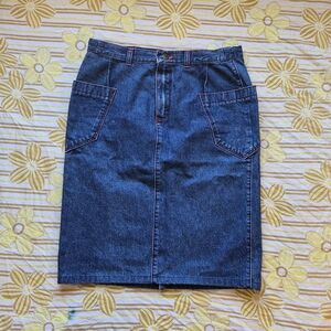 Calvin Klein Dark Blue Denim Midi Skirt